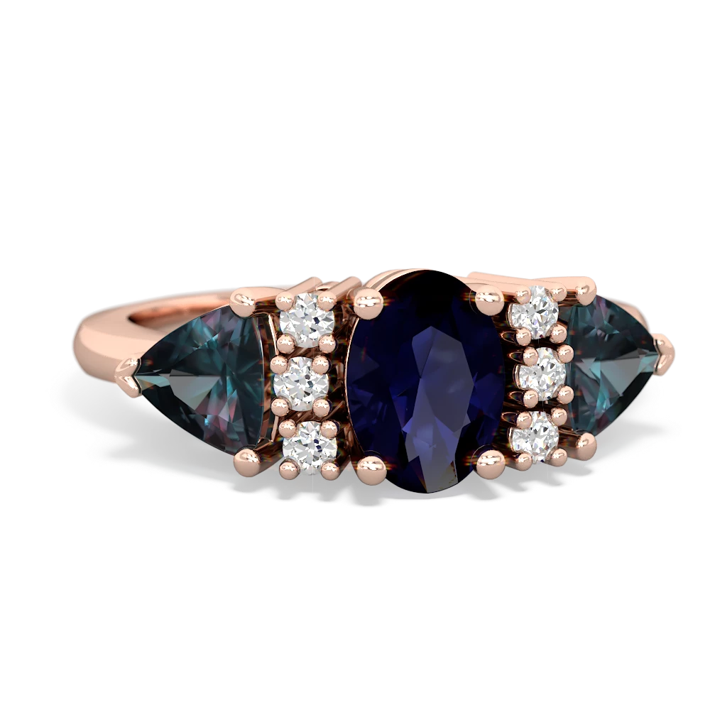 Sapphire Antique Style Three Stone 14K Rose Gold ring R2186