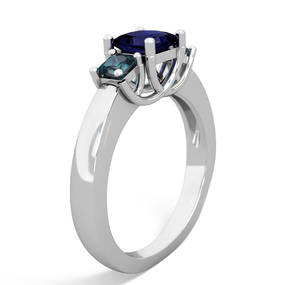 Sapphire Three Stone Trellis 14K White Gold ring R4015