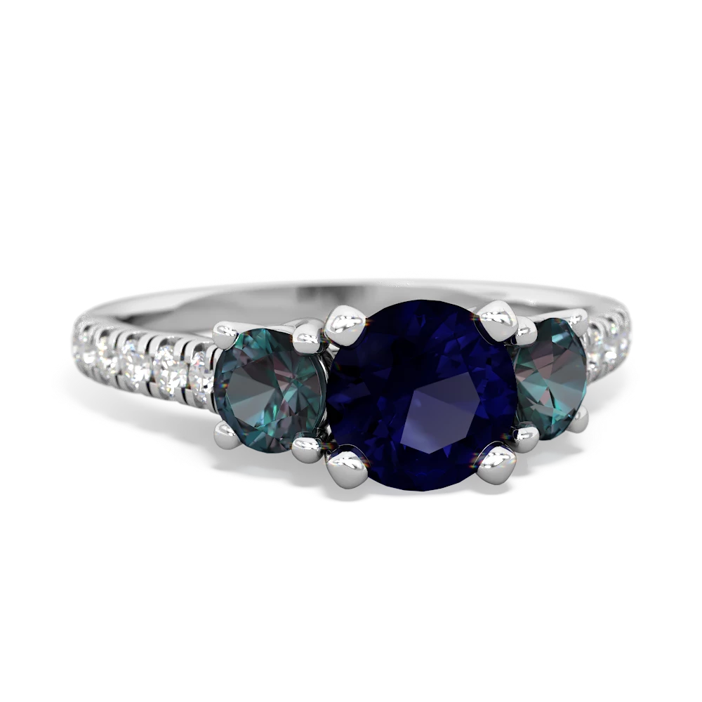 Sapphire Pave Trellis 14K White Gold ring R5500