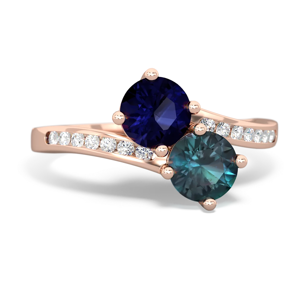 Sapphire Channel Set Two Stone 14K Rose Gold ring R5303