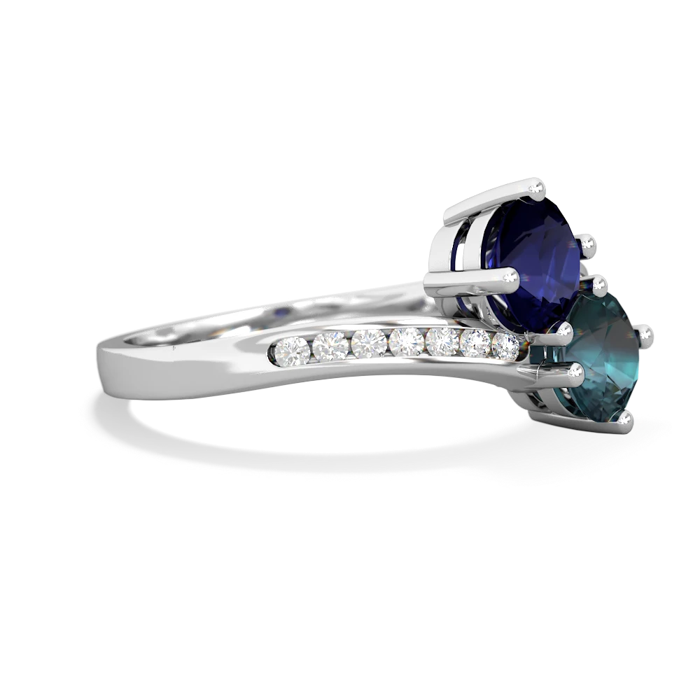 Sapphire Channel Set Two Stone 14K White Gold ring R5303