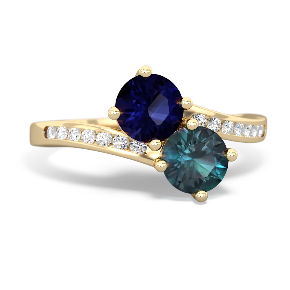 Sapphire Channel Set Two Stone 14K Yellow Gold ring R5303