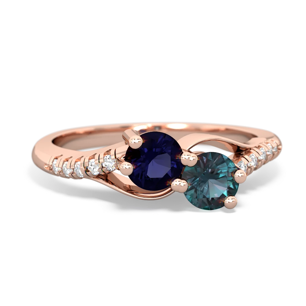 Sapphire Infinity Pave Two Stone 14K Rose Gold ring R5285