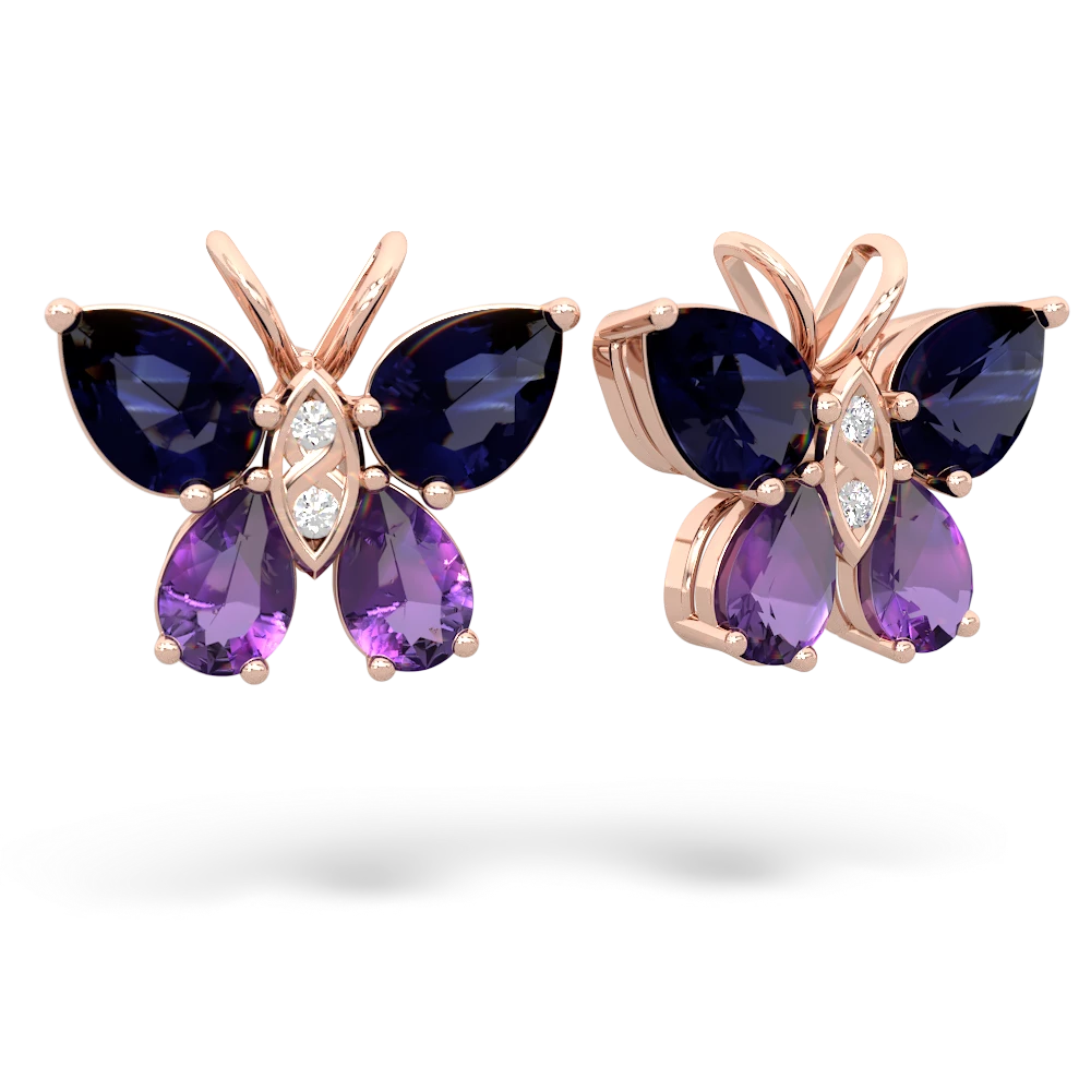 Sapphire Butterfly 14K Rose Gold earrings E2215