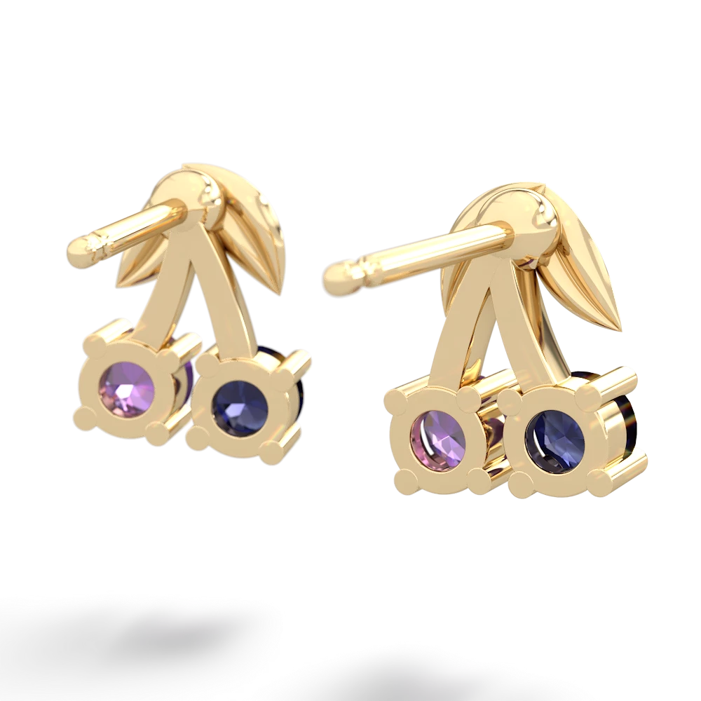 Sapphire Sweet Cherries 14K Yellow Gold earrings E7001