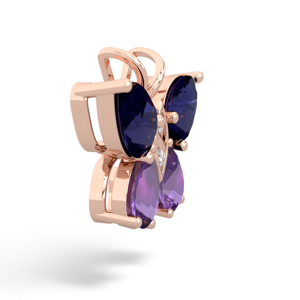 Sapphire Butterfly 14K Rose Gold pendant P2215