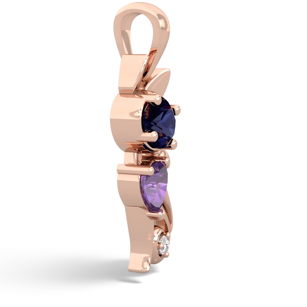 Sapphire Kitten 14K Rose Gold pendant P5780