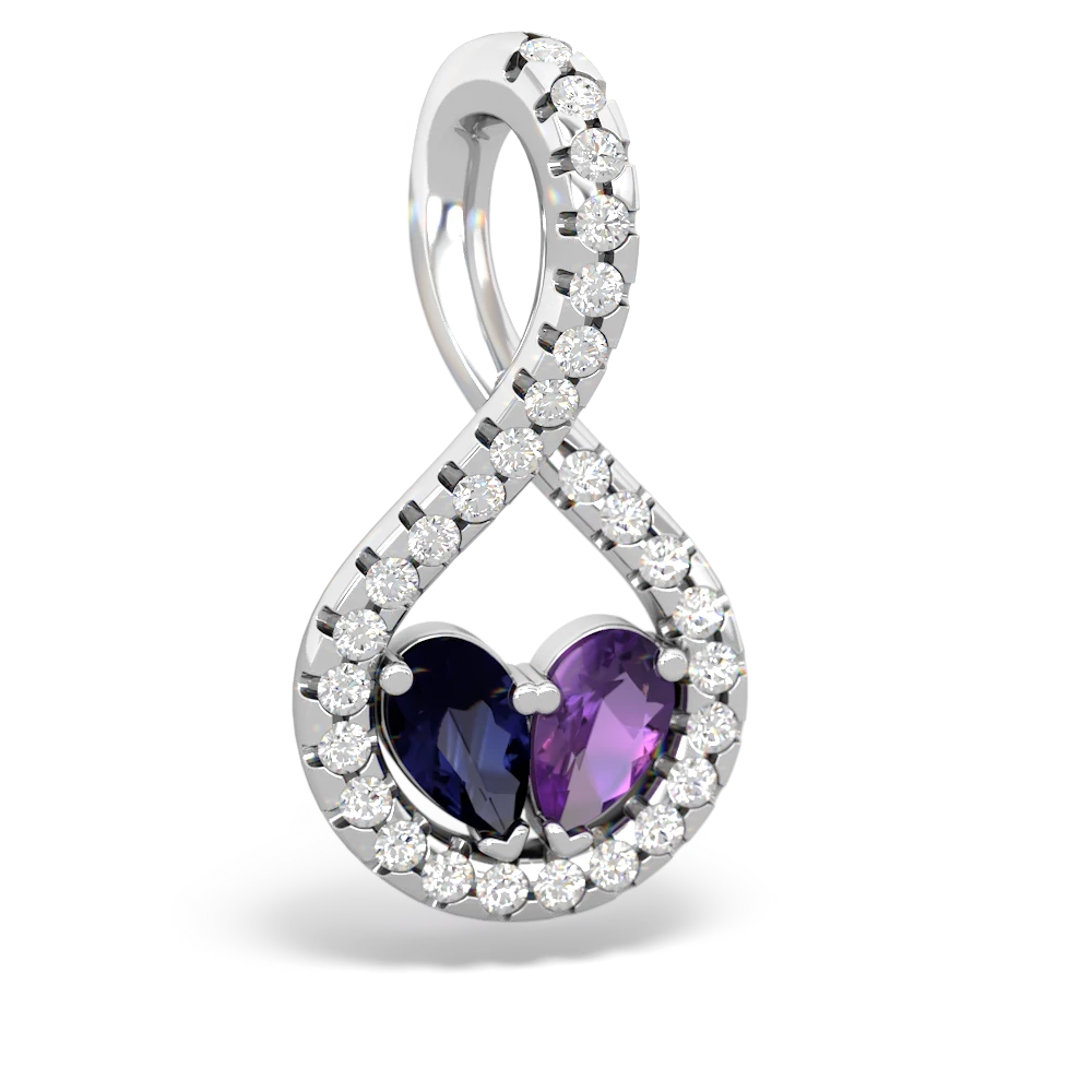 Sapphire Pave Twist 'One Heart' 14K White Gold pendant P5360