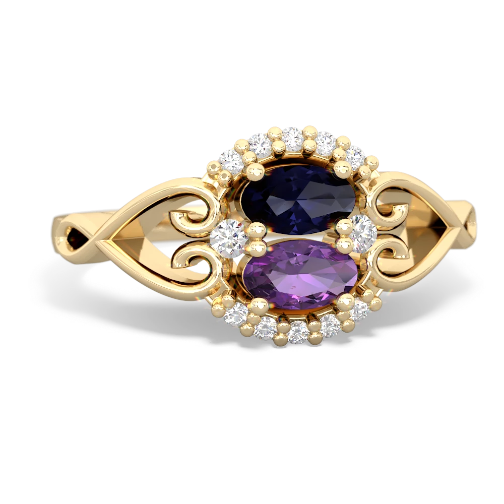 Sapphire Love Nest 14K Yellow Gold ring R5860