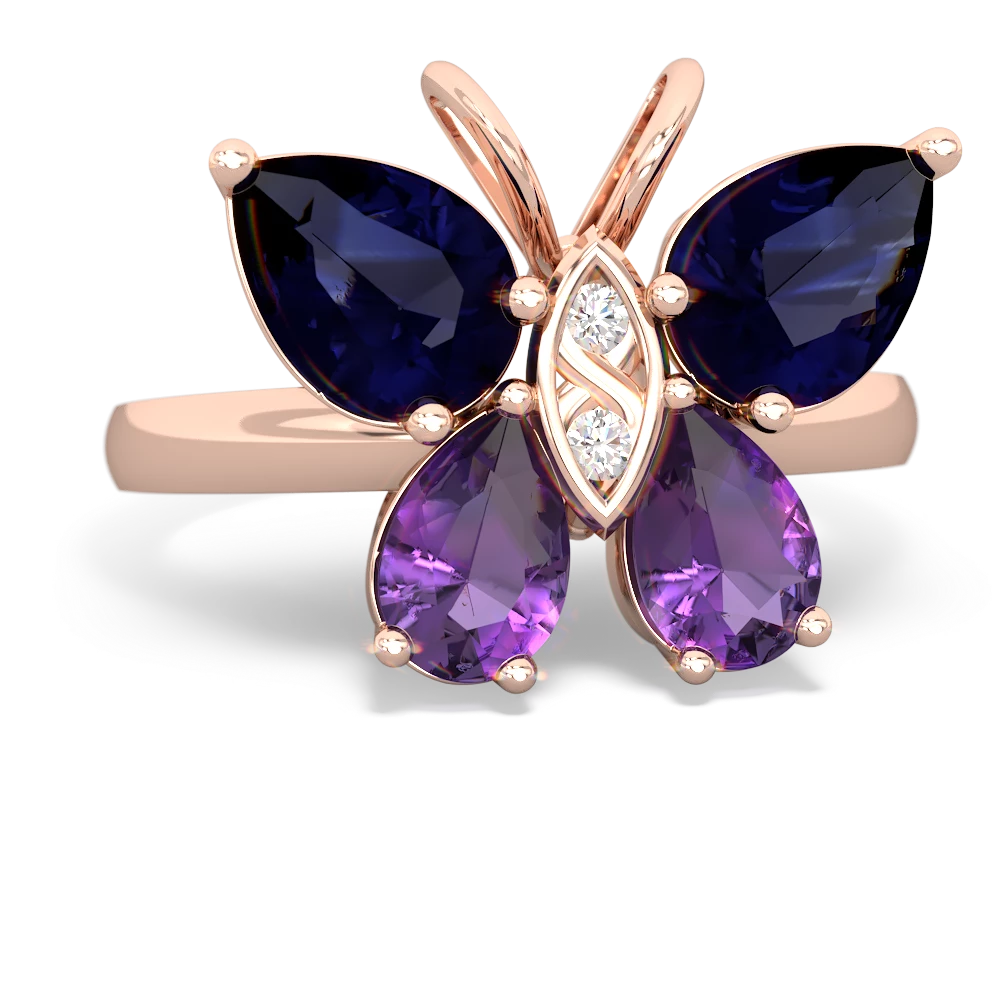 Sapphire Butterfly 14K Rose Gold ring R2215