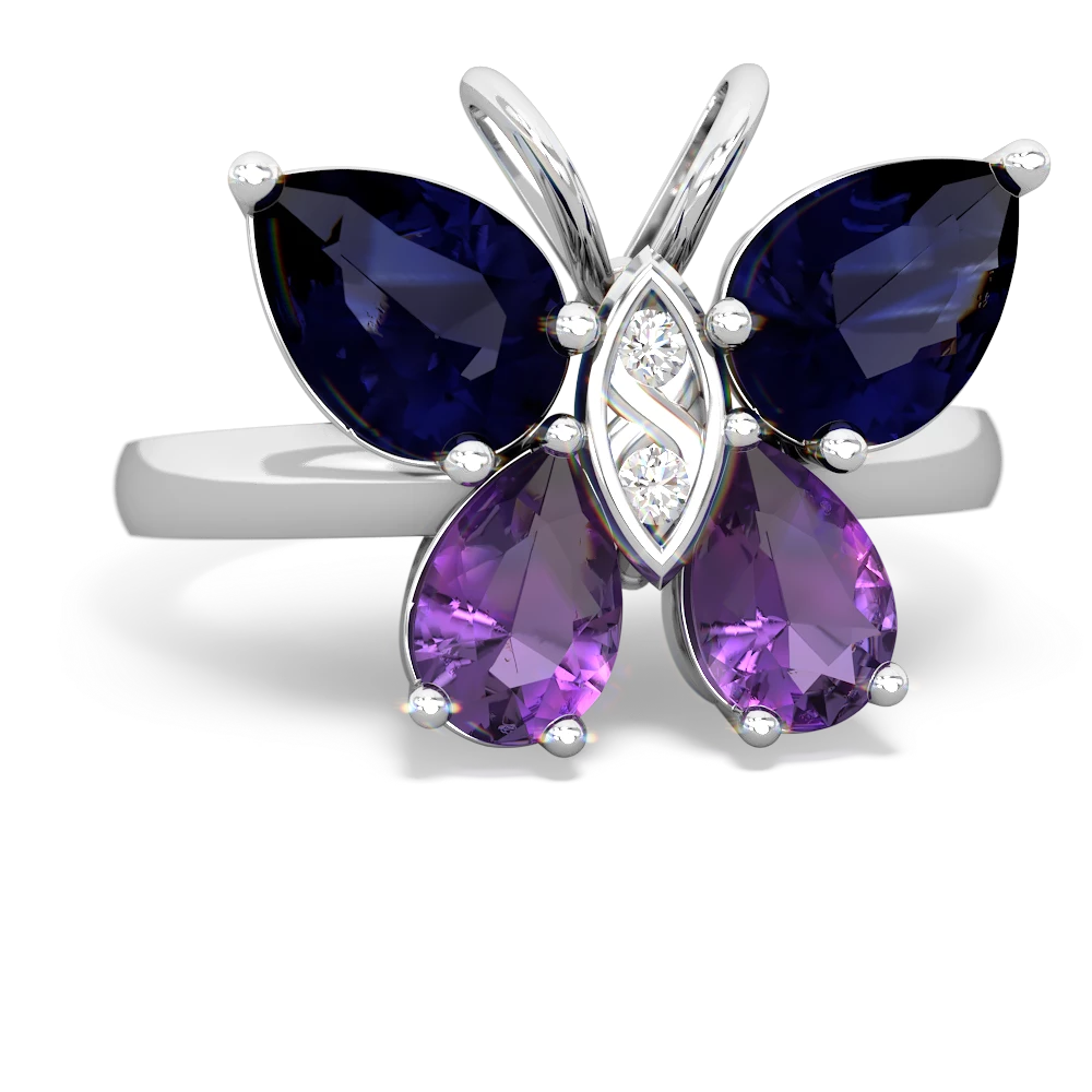 Sapphire Butterfly 14K White Gold ring R2215