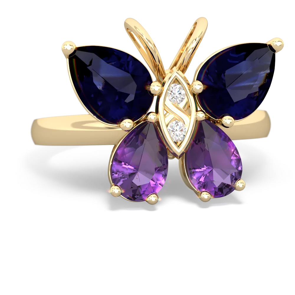 Sapphire Butterfly 14K Yellow Gold ring R2215