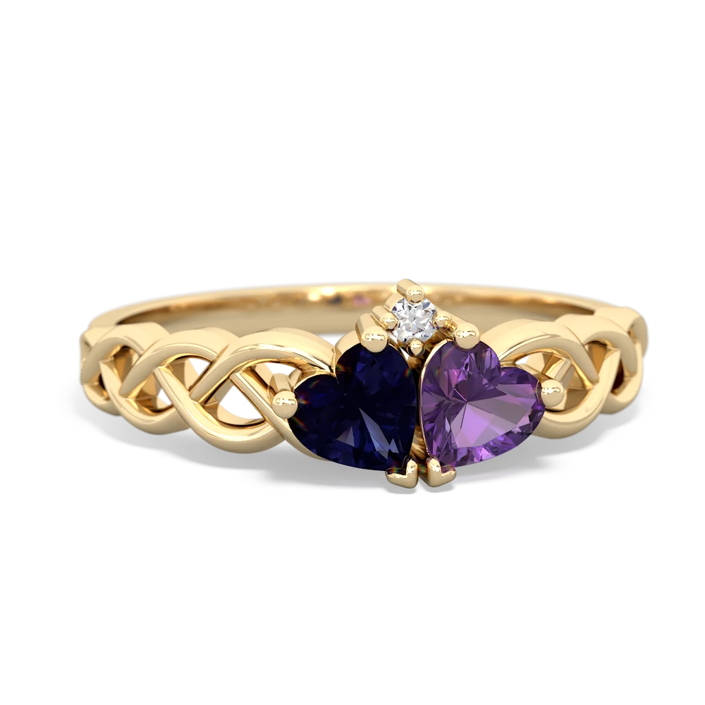 Sapphire Heart To Heart Braid 14K Yellow Gold ring R5870