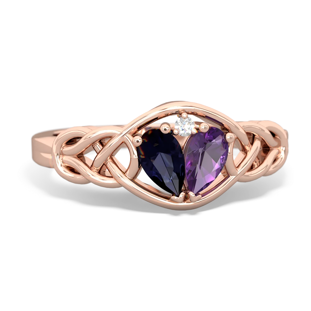 Sapphire Celtic Love Knot 14K Rose Gold ring R5420