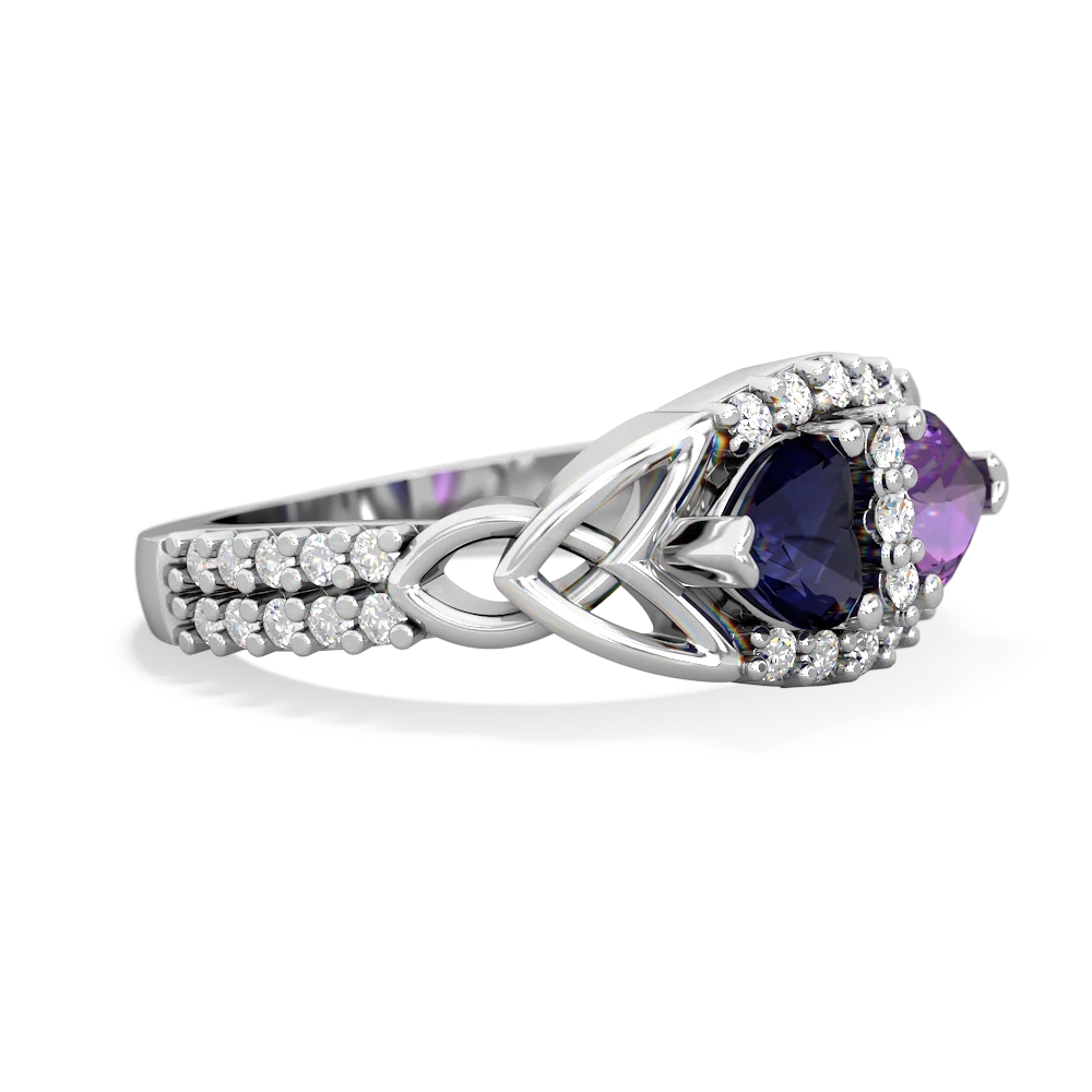 Sapphire Sparkling Celtic Knot 14K White Gold ring R2645