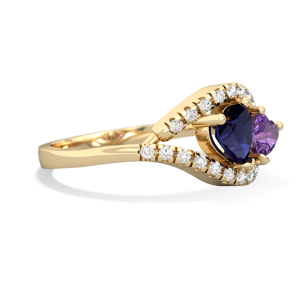 Sapphire Mother And Child 14K Yellow Gold ring R3010