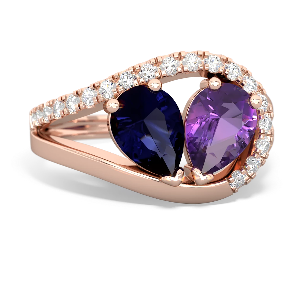 Sapphire Nestled Heart Keepsake 14K Rose Gold ring R5650