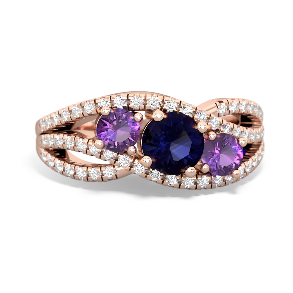 Sapphire Three Stone Aurora 14K Rose Gold ring R3080