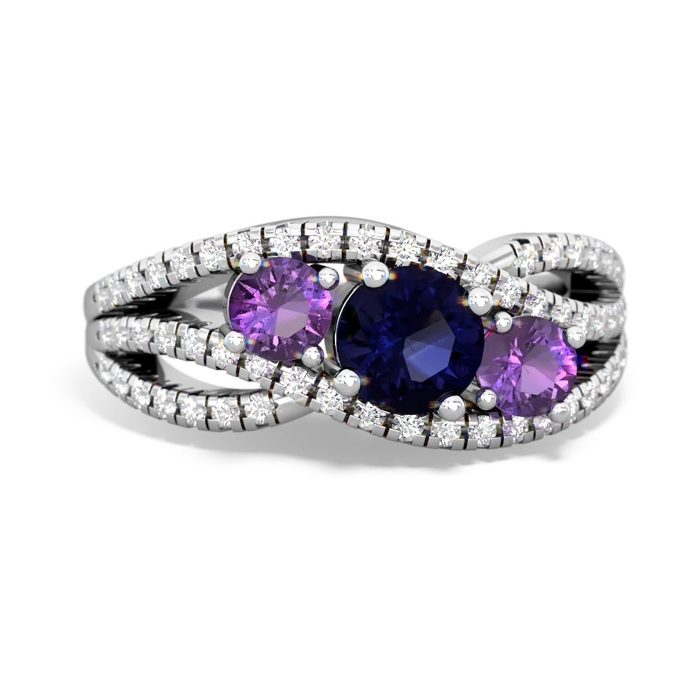 Sapphire Three Stone Aurora 14K White Gold ring R3080