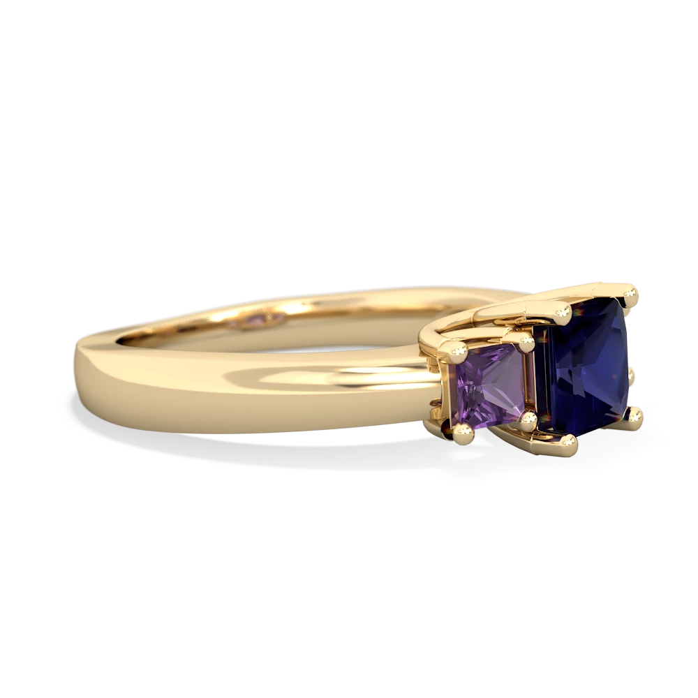 Sapphire Three Stone Trellis 14K Yellow Gold ring R4015