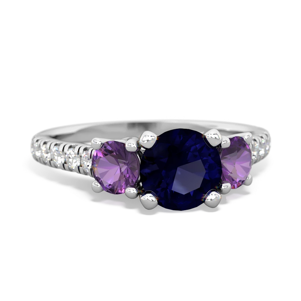 Sapphire Pave Trellis 14K White Gold ring R5500