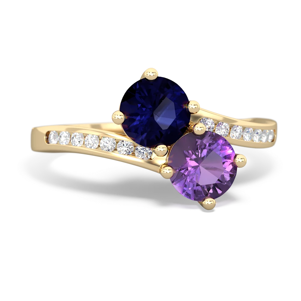 Sapphire Channel Set Two Stone 14K Yellow Gold ring R5303
