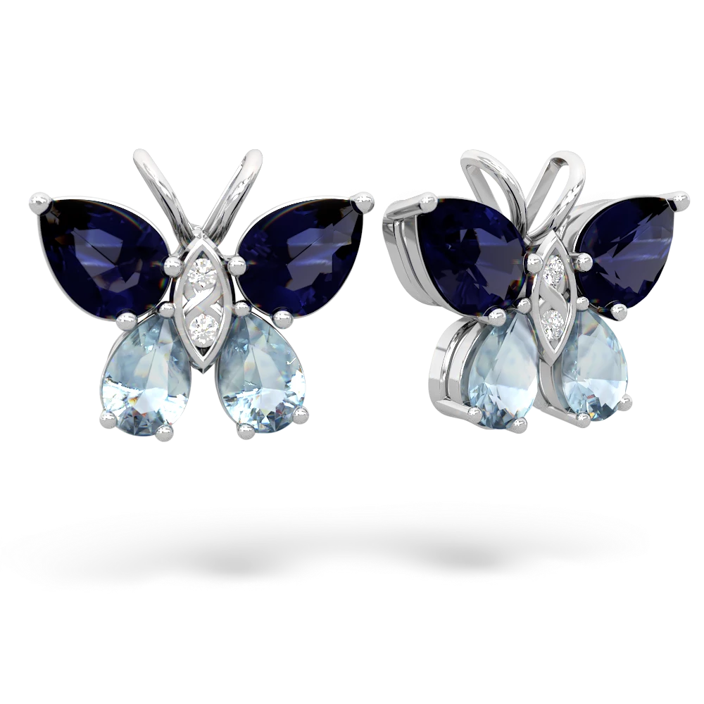 Sapphire Butterfly 14K White Gold earrings E2215