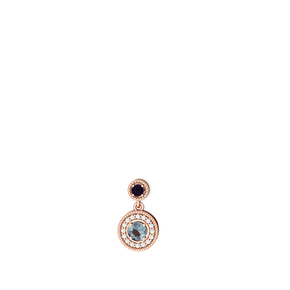 Sapphire Halo Dangle 14K Rose Gold earrings E5319