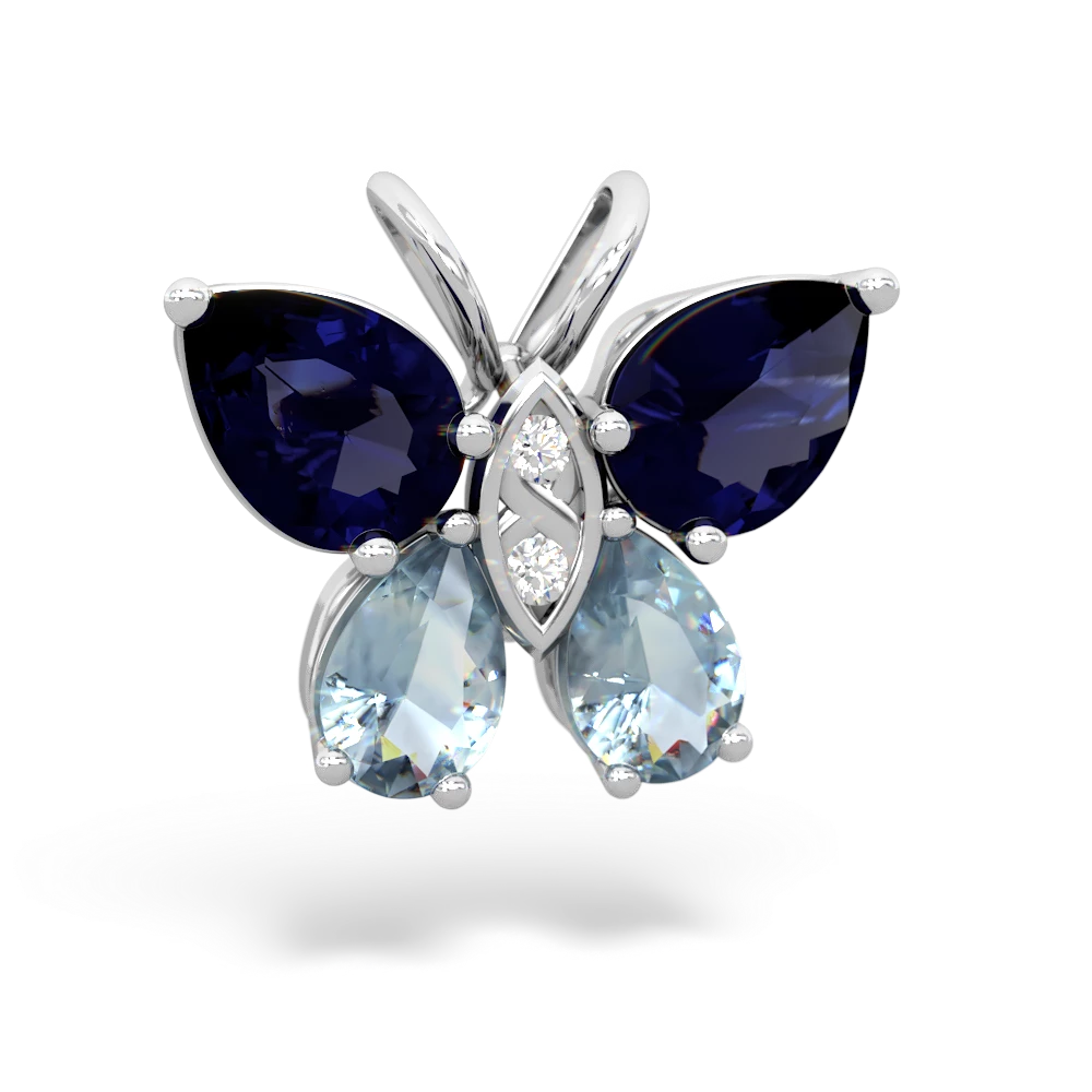 Sapphire Butterfly 14K White Gold pendant P2215