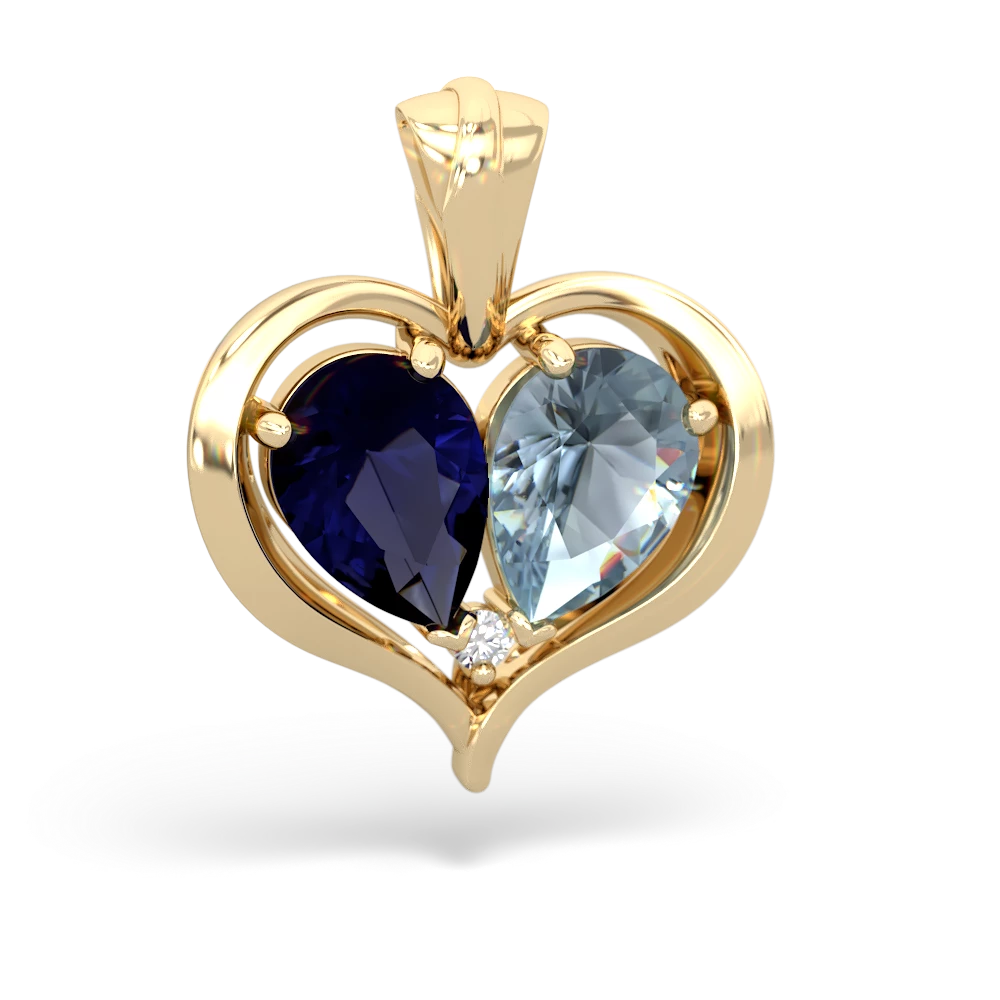 Sapphire Two Become One 14K Yellow Gold pendant P5330