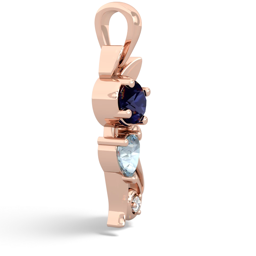 Sapphire Kitten 14K Rose Gold pendant P5780