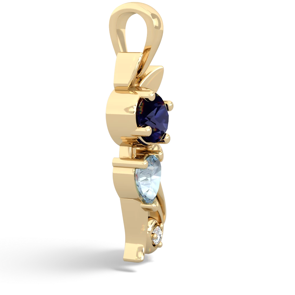 Sapphire Kitten 14K Yellow Gold pendant P5780