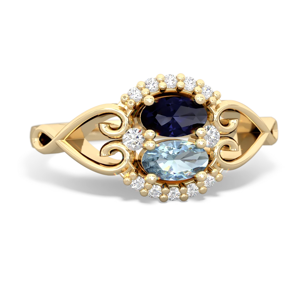 Sapphire Love Nest 14K Yellow Gold ring R5860