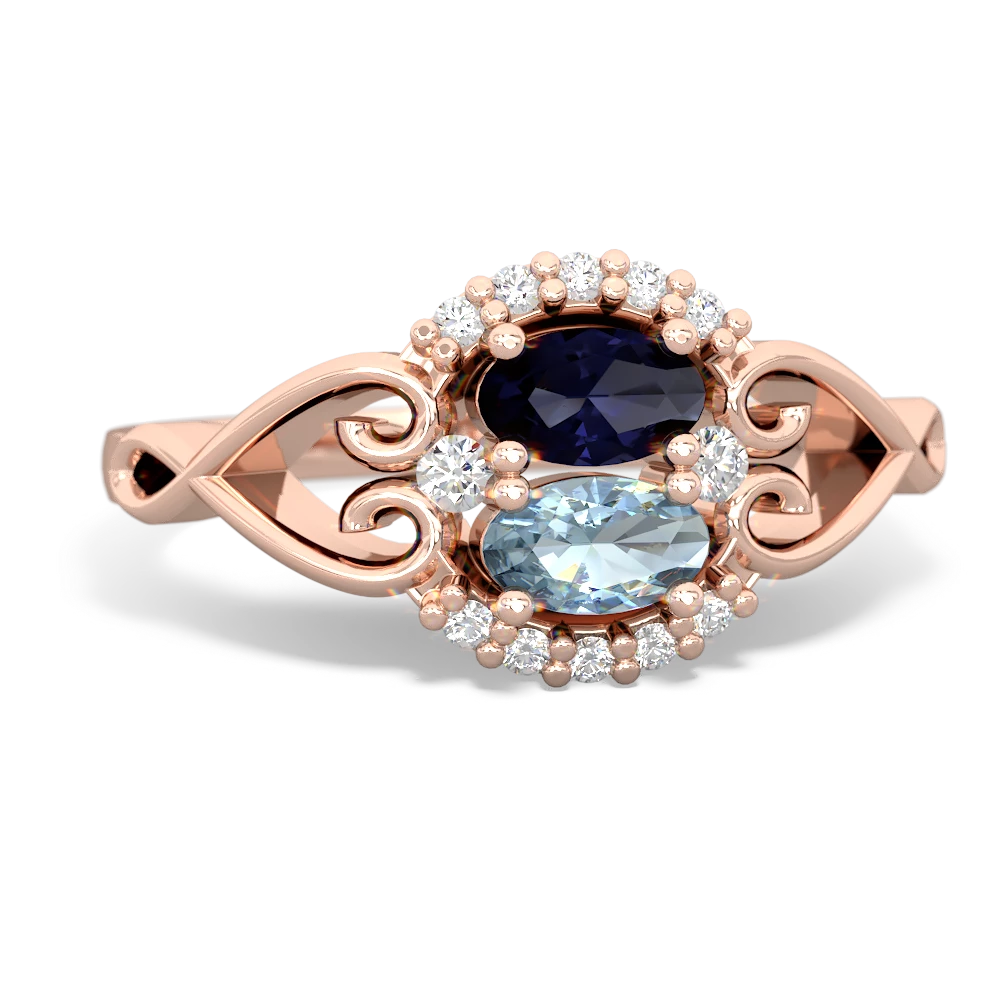 Sapphire Love Nest 14K Rose Gold ring R5860