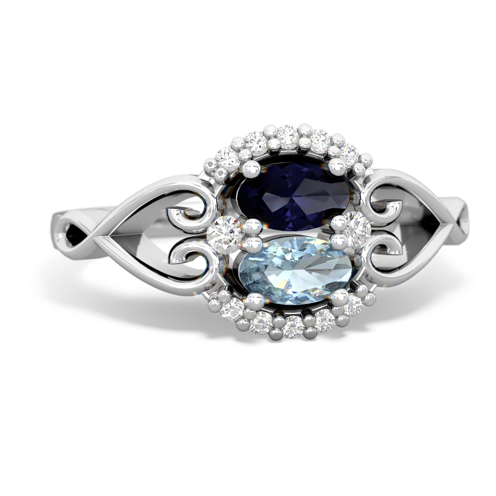 Sapphire Love Nest 14K White Gold ring R5860