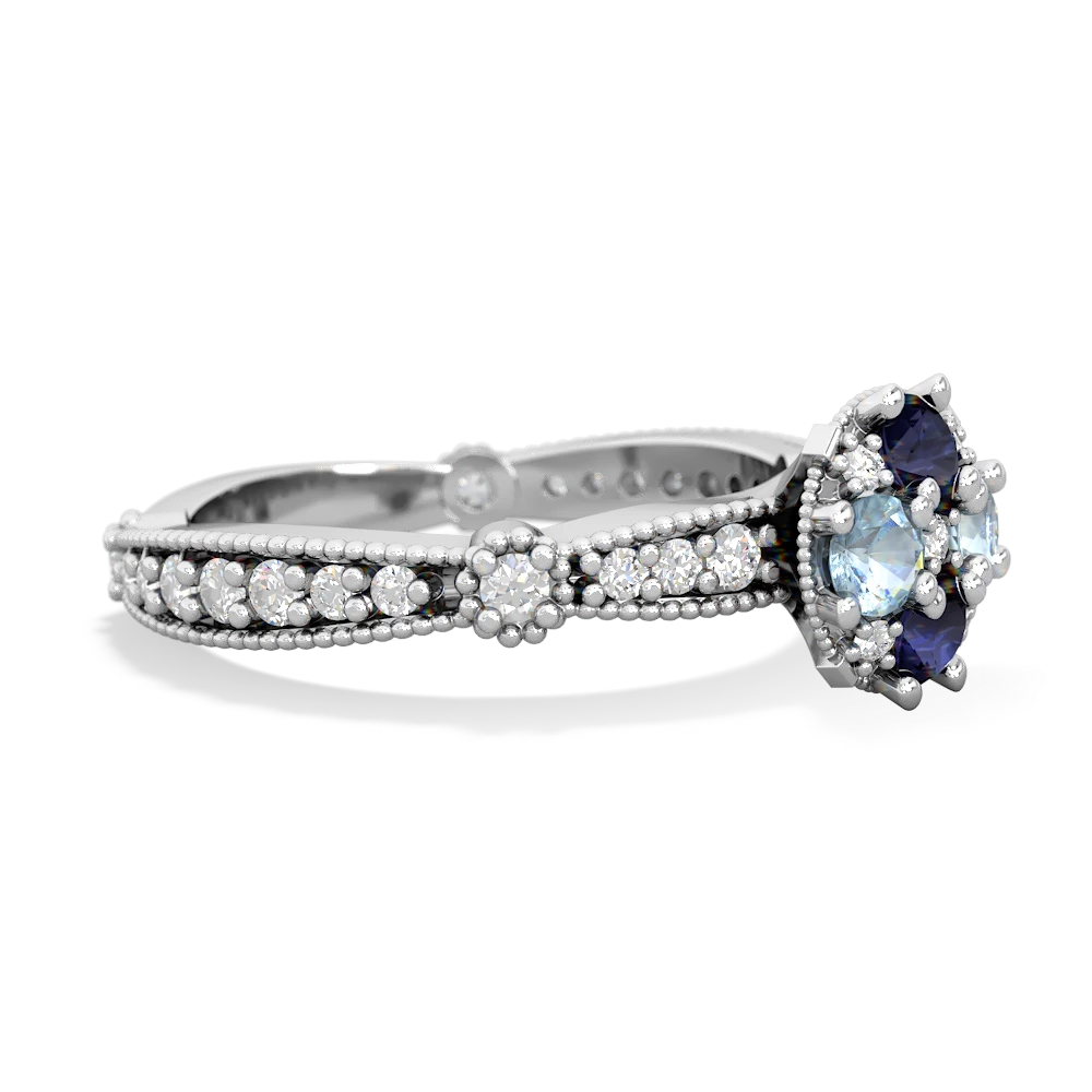 Sapphire Sparkling Tiara Cluster 14K White Gold ring R26293RD