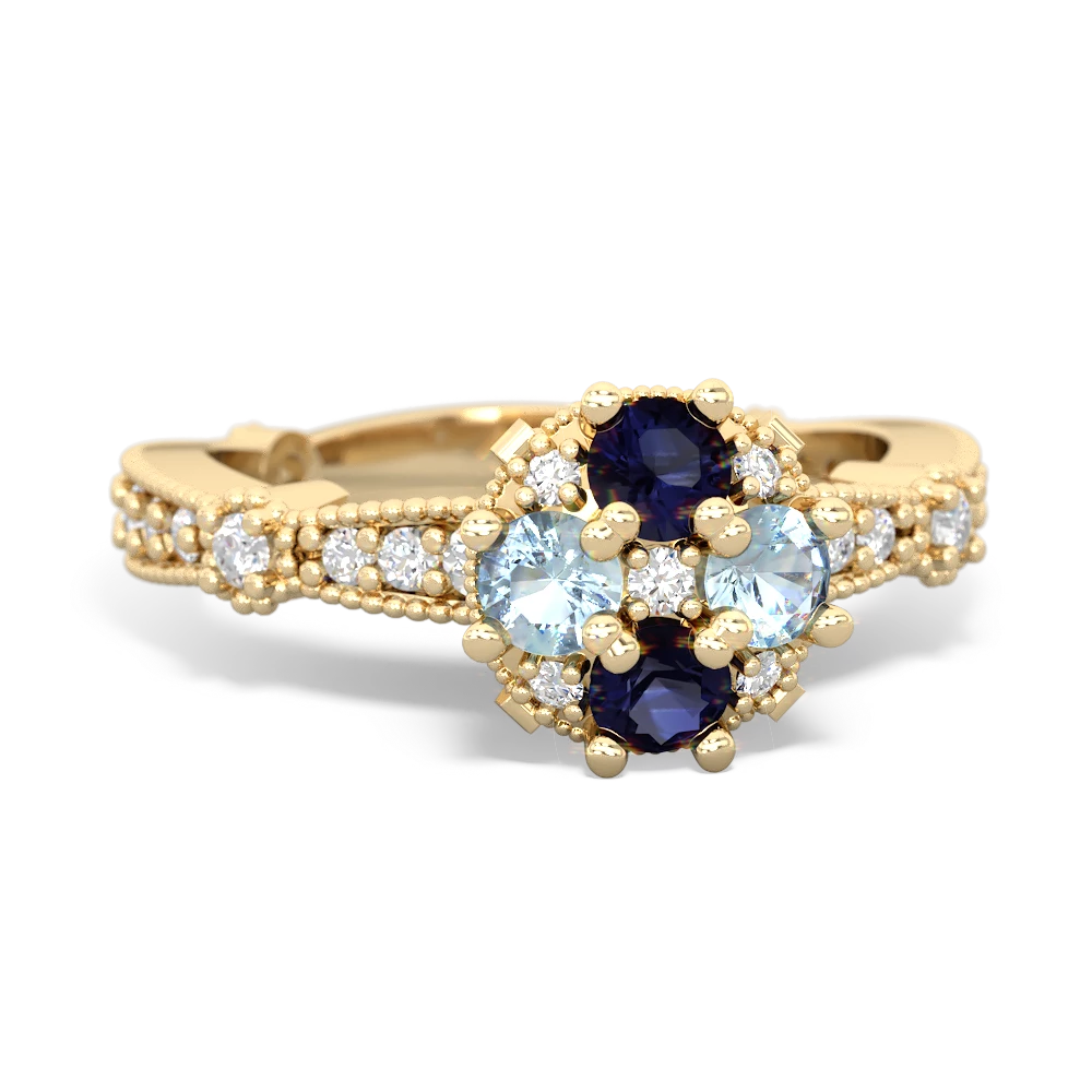 Sapphire Sparkling Tiara Cluster 14K Yellow Gold ring R26293RD