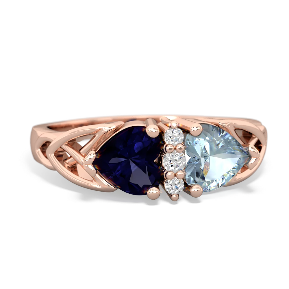 Sapphire Celtic Knot Double Heart 14K Rose Gold ring R5040