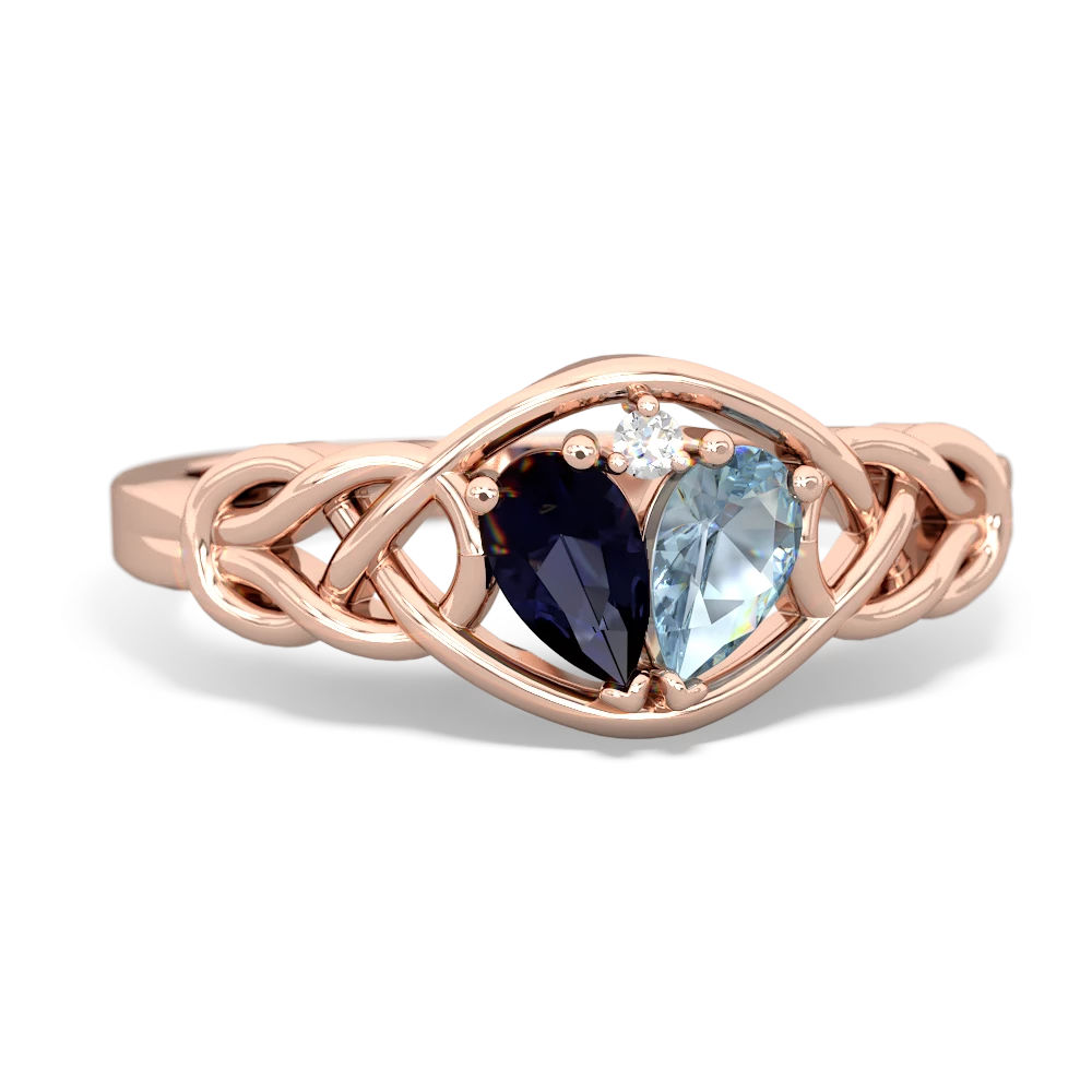 Sapphire Celtic Love Knot 14K Rose Gold ring R5420