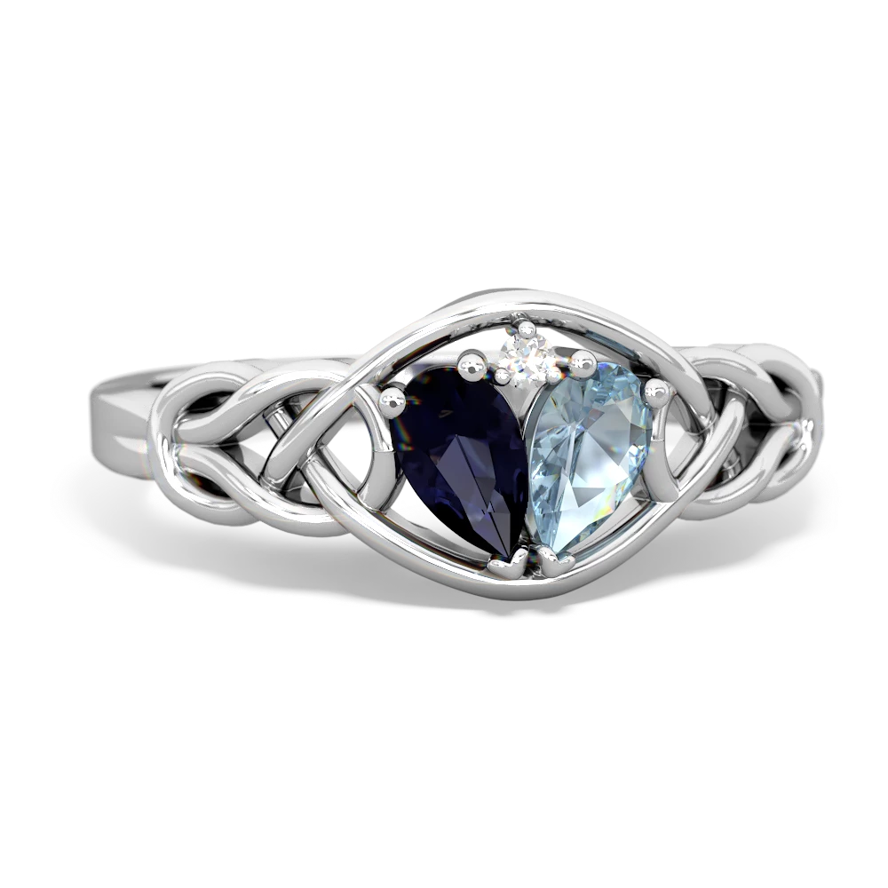 Sapphire Celtic Love Knot 14K White Gold ring R5420