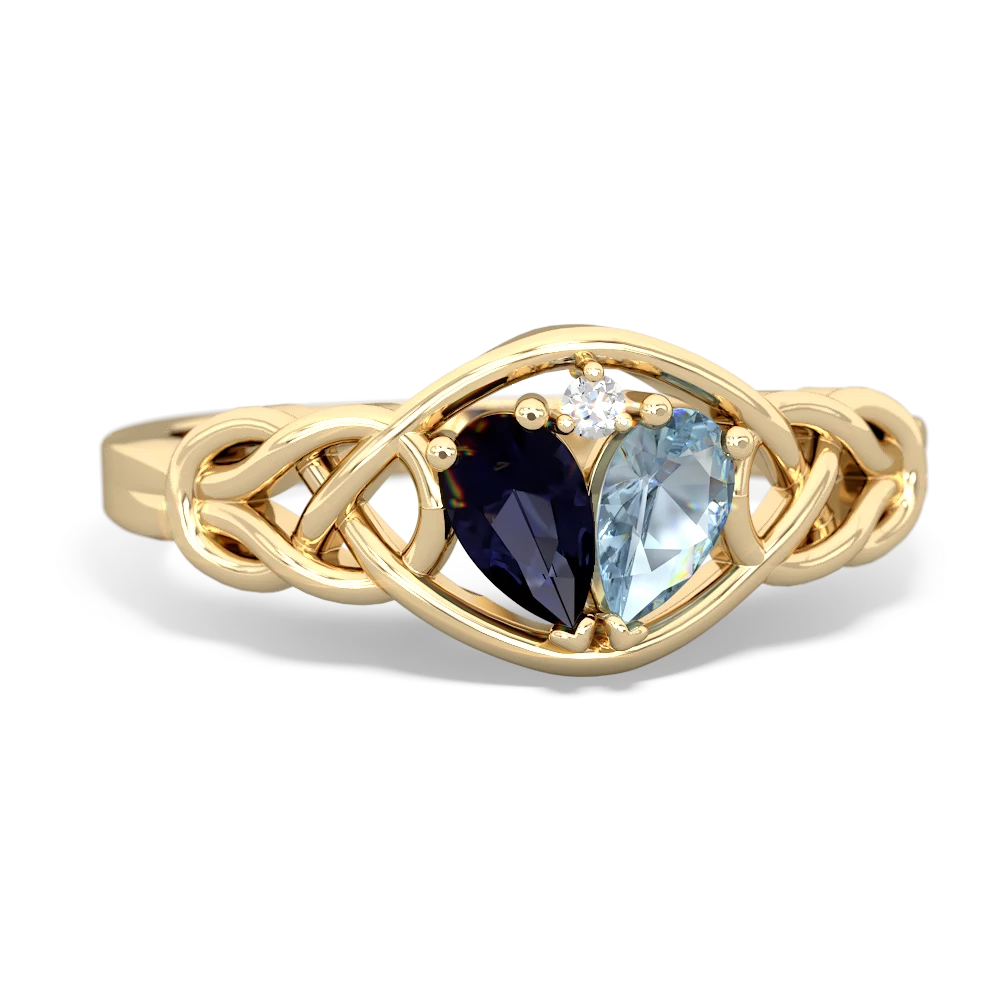 Sapphire Celtic Love Knot 14K Yellow Gold ring R5420