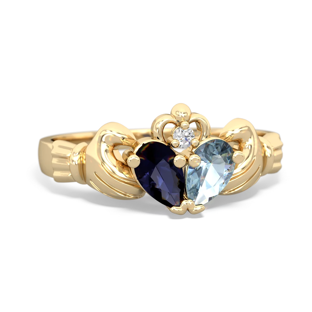 Sapphire 'Our Heart' Claddagh 14K Yellow Gold ring R2388