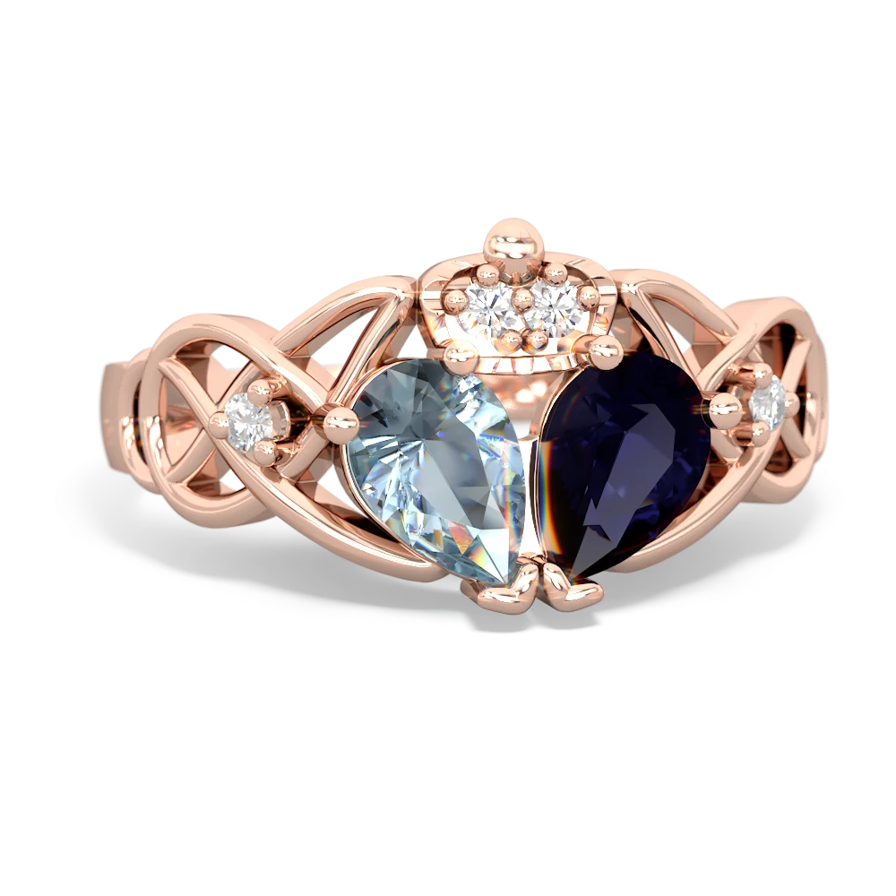 Sapphire 'One Heart' Celtic Knot Claddagh 14K Rose Gold ring R5322