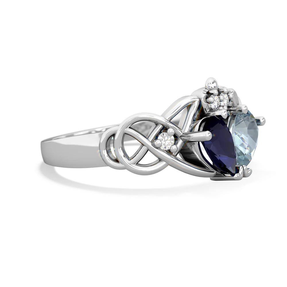 Sapphire 'One Heart' Celtic Knot Claddagh 14K White Gold ring R5322