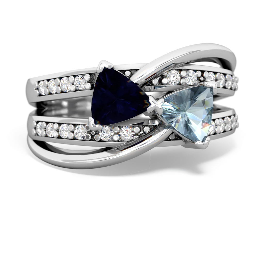 Sapphire Bowtie 14K White Gold ring R2360