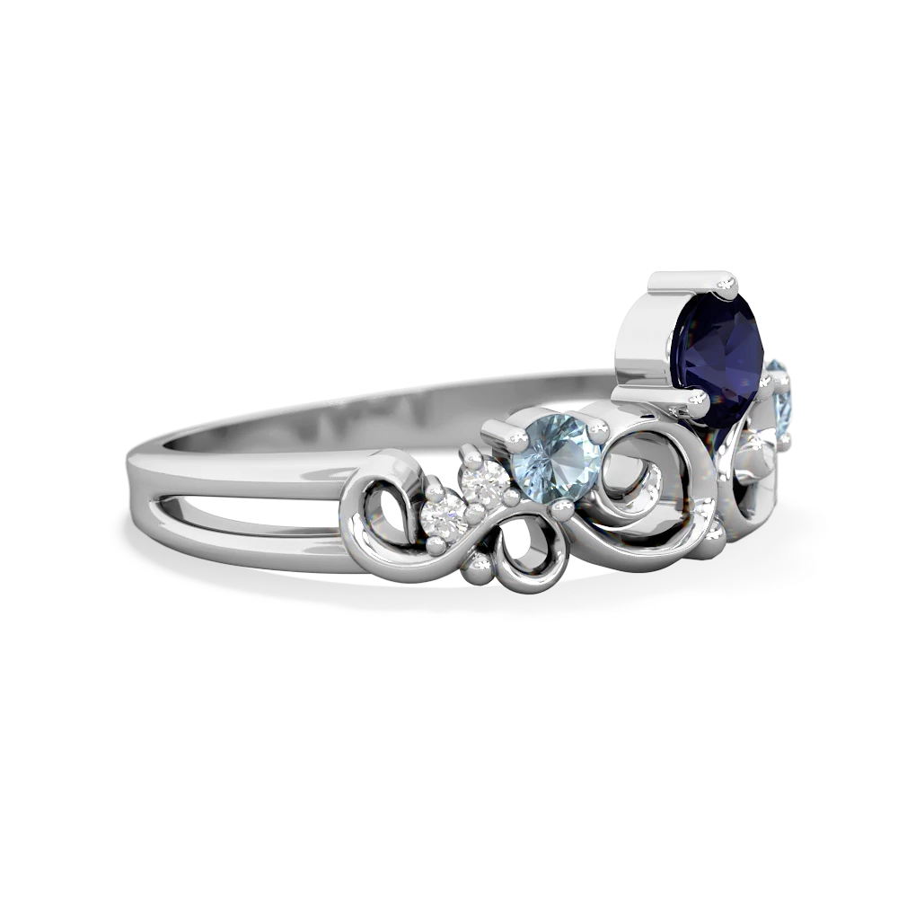 Sapphire Crown Keepsake 14K White Gold ring R5740