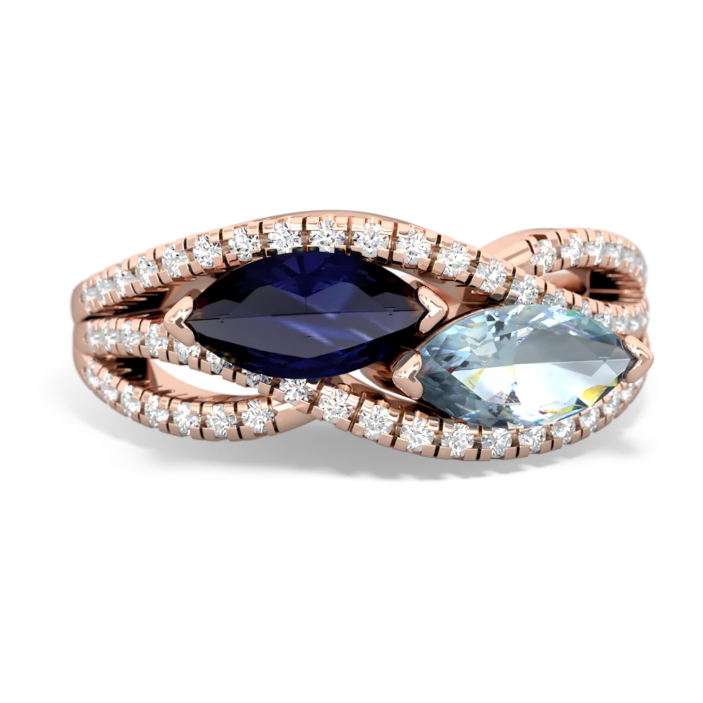 Sapphire Diamond Rivers 14K Rose Gold ring R3070