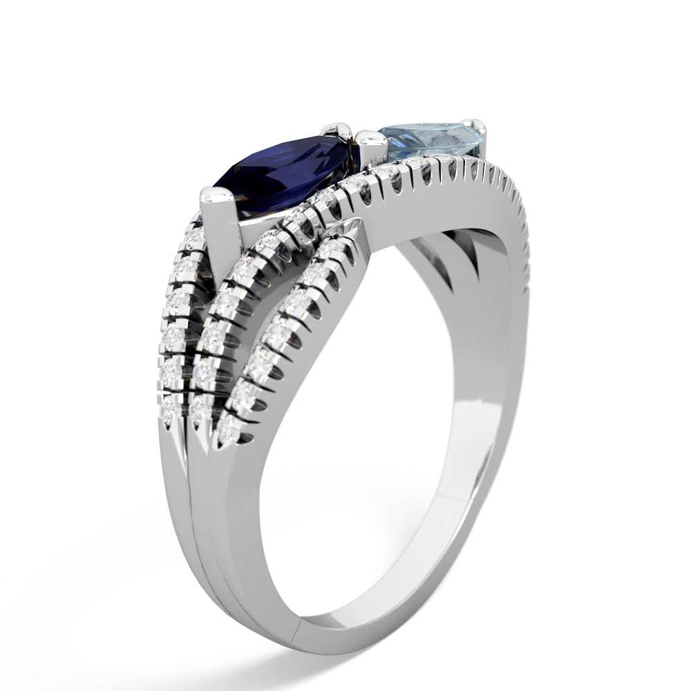 Sapphire Diamond Rivers 14K White Gold ring R3070