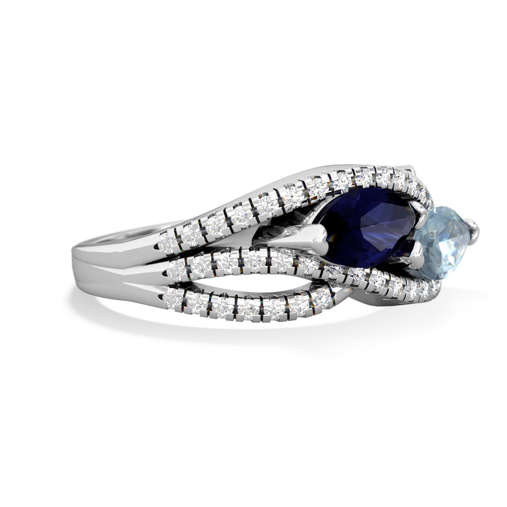 Sapphire Diamond Rivers 14K White Gold ring R3070