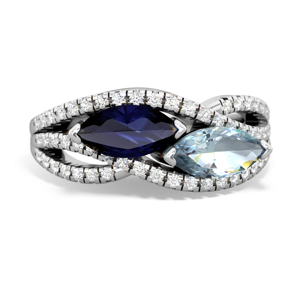 Sapphire Diamond Rivers 14K White Gold ring R3070